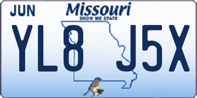 MO license plate YL8J5X