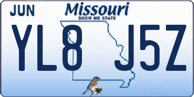 MO license plate YL8J5Z