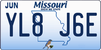 MO license plate YL8J6E