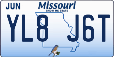 MO license plate YL8J6T