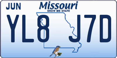 MO license plate YL8J7D