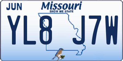 MO license plate YL8J7W