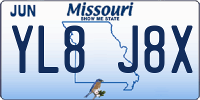 MO license plate YL8J8X