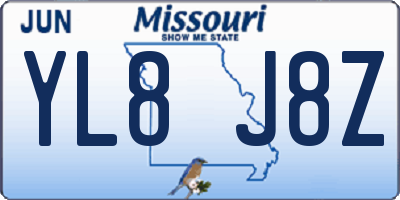 MO license plate YL8J8Z