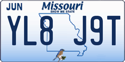 MO license plate YL8J9T