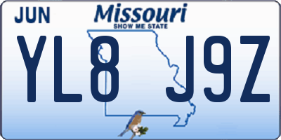 MO license plate YL8J9Z