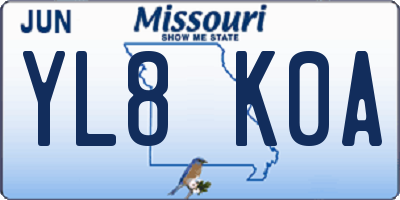MO license plate YL8K0A