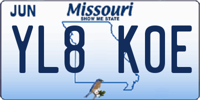 MO license plate YL8K0E