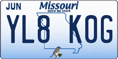 MO license plate YL8K0G