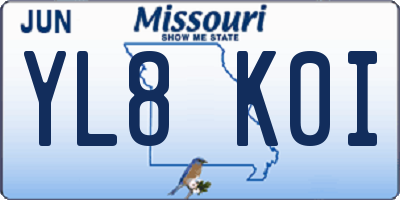 MO license plate YL8K0I