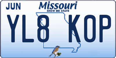MO license plate YL8K0P