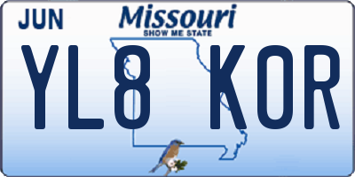 MO license plate YL8K0R