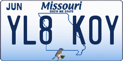 MO license plate YL8K0Y