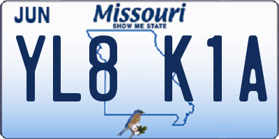 MO license plate YL8K1A