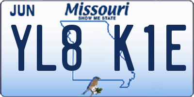 MO license plate YL8K1E