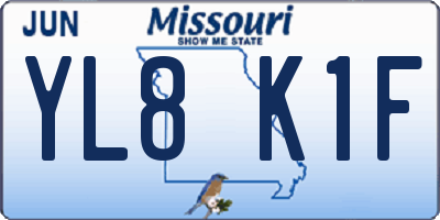 MO license plate YL8K1F