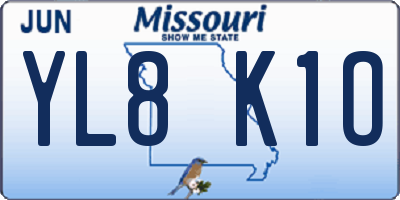 MO license plate YL8K1O