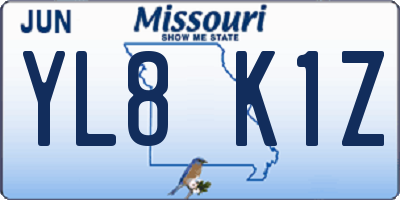 MO license plate YL8K1Z