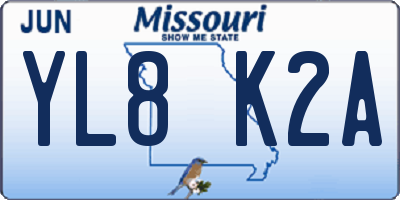 MO license plate YL8K2A