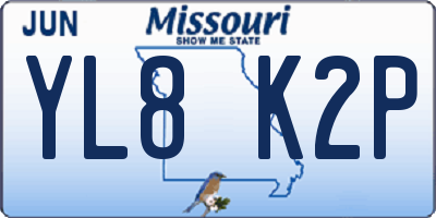 MO license plate YL8K2P