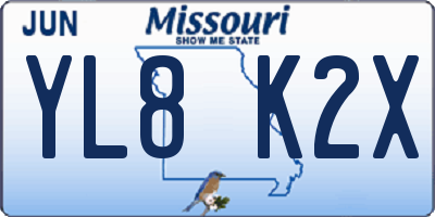 MO license plate YL8K2X