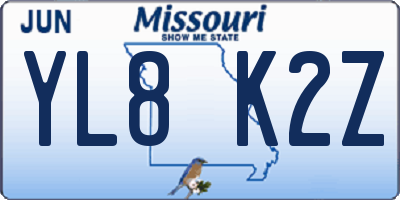 MO license plate YL8K2Z