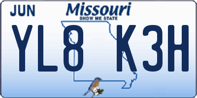 MO license plate YL8K3H
