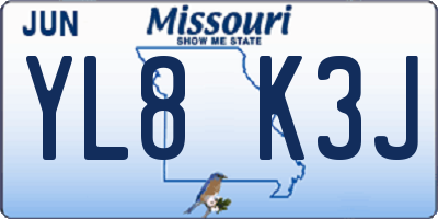 MO license plate YL8K3J