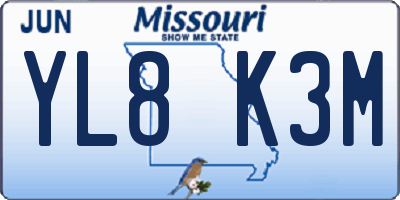 MO license plate YL8K3M