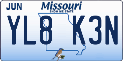 MO license plate YL8K3N