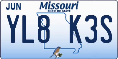 MO license plate YL8K3S