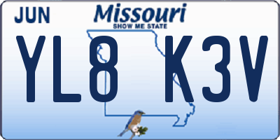 MO license plate YL8K3V