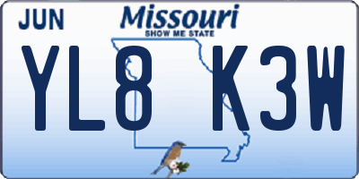 MO license plate YL8K3W