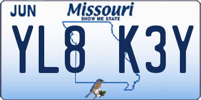 MO license plate YL8K3Y