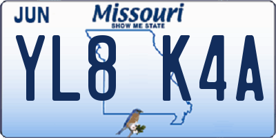 MO license plate YL8K4A