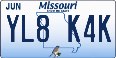 MO license plate YL8K4K