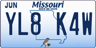 MO license plate YL8K4W