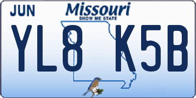 MO license plate YL8K5B