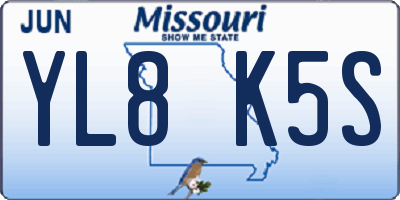 MO license plate YL8K5S