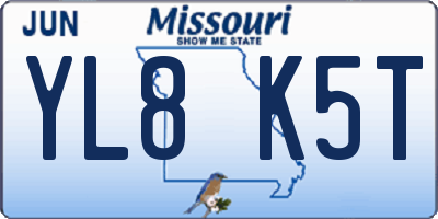 MO license plate YL8K5T