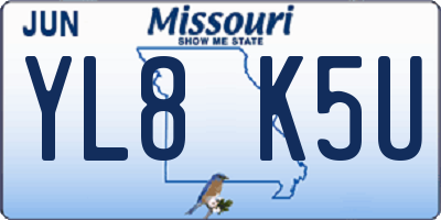 MO license plate YL8K5U