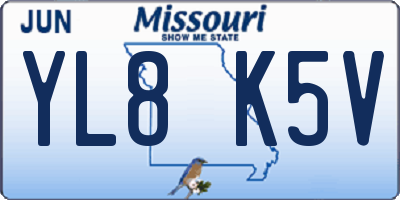 MO license plate YL8K5V
