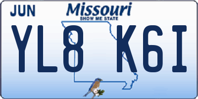 MO license plate YL8K6I
