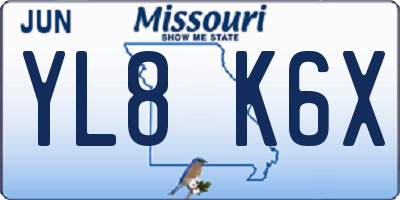 MO license plate YL8K6X