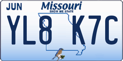 MO license plate YL8K7C
