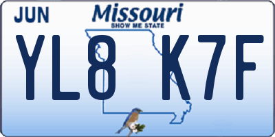 MO license plate YL8K7F
