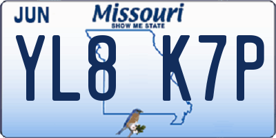 MO license plate YL8K7P