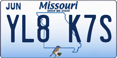 MO license plate YL8K7S