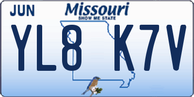 MO license plate YL8K7V
