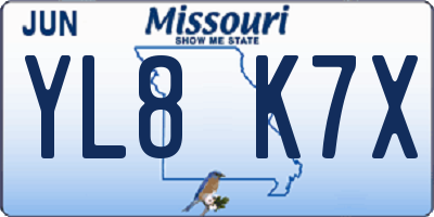 MO license plate YL8K7X